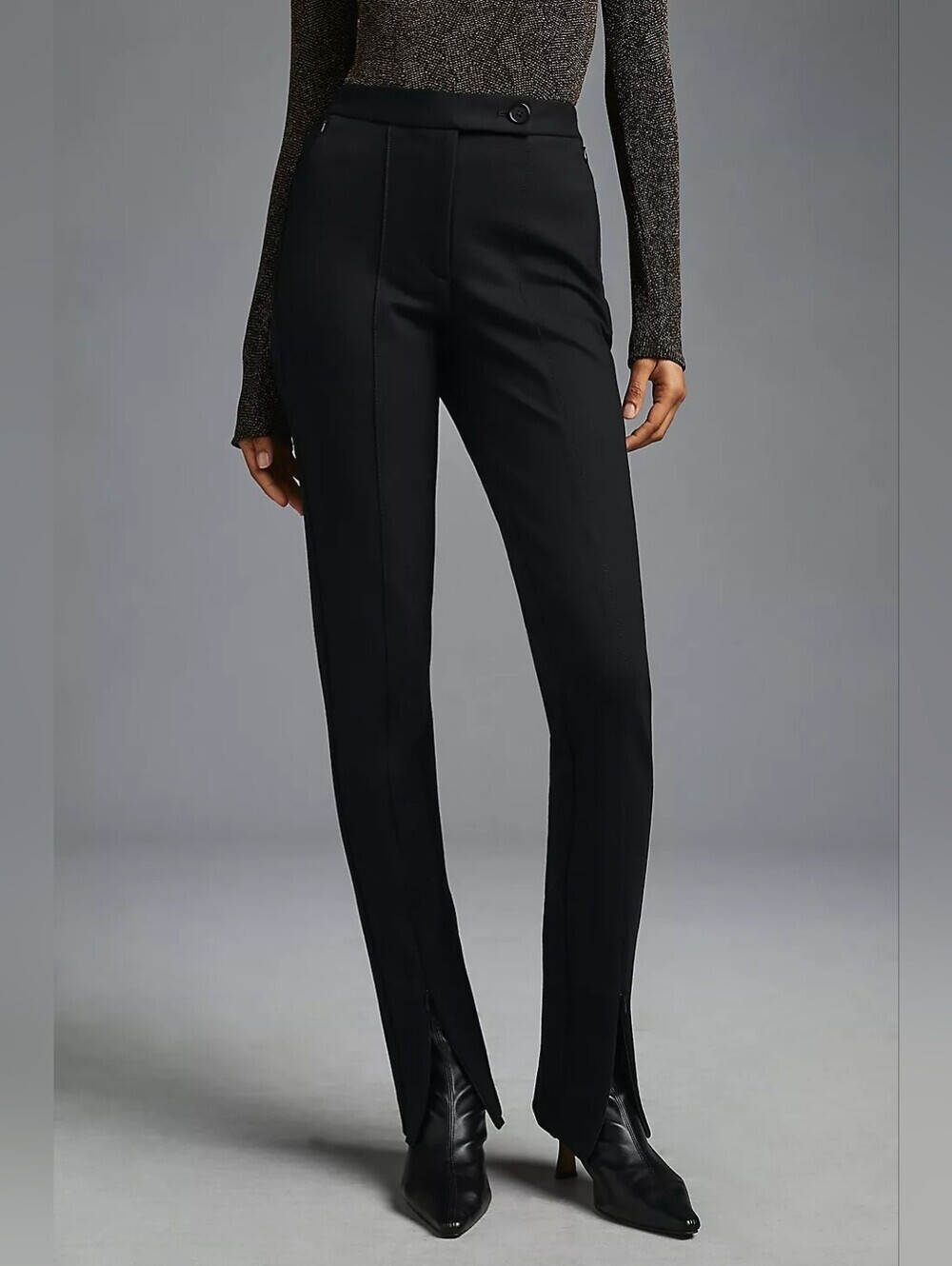 NWT Maeve Anthropologie Ankle Zip Pants OB1872275 Black Women's 14 Tall Trousers